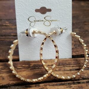 Jessica Simpson Textured Gold Hoop Earrings